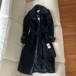 Cole Haan Black Wool Trench Coat
